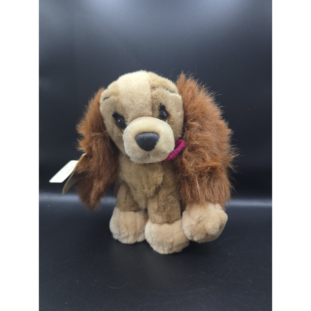Disney Store Lady and the Tramp Lady Sitting 7.5in Plush Red Bow NWT